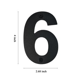 4 Inch High Black Stainless Steel House Numbers or Mailbox Numbers- Modern Flush Screw Mount/Weatherproof/Rustproof/Easy to Install/Perfect for Home, Office, or Outdoor Address Number 6