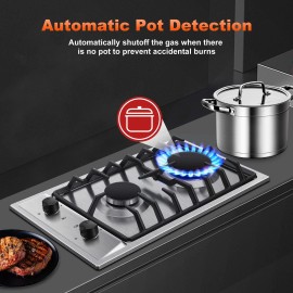 Amzgachfktch 2-5 Burners Gas Cooktop Stainless Steel / Tempered Glass Kitchen Gas Hob NG/LPG - MODEL 22 Burners Stainless Steel