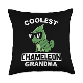 Funny Chameleon Gifts Coolest Chameleon Grandma Pet Throw Pillow, 18x18, Multicolor