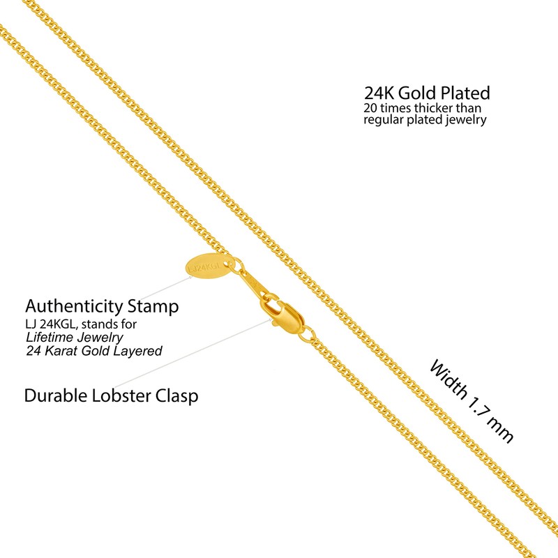 LIFETIME JEWELRY 1.7mm Curb Link Chain Necklace for Women &