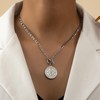 Gold Necklace for Women Large Coin Charm Necklace Punk Silver