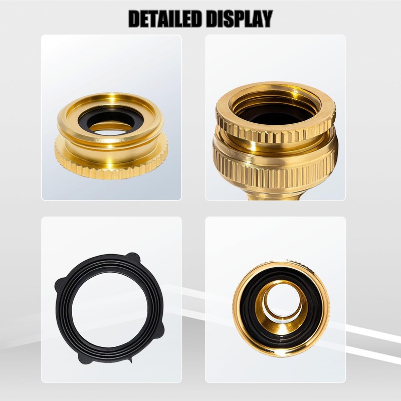Brass Tap Connector Adapter for Hose Pipe 2-in-1 Outside Garden