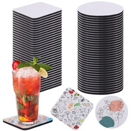 Framendino, 100 unidades de posavasos de sublimación de 2 siles en blanco, alfombrilla de goma para transferencia de calor, para manualidades