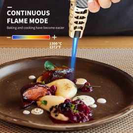 Butane Torch Lighter,Windproof Refillable Kitchen Cooking Torch,Adjustable Flame Solar Beam Blow Torch with Safety Lock for Candle Camping BBQ (Not Included Butane Gas) (Gold)