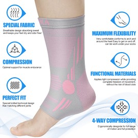 NEENCA Professional Ankle Support Compression Foot Brace (Pair), Ankle Brace for Stability, Ankle Support for Achilles Tendonitis, Plantar Fasciitis, Joint Pain, Heel Spurs, Sports