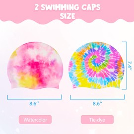 2 Pack Kids Swim Cap Durable Silicone Swimming Cap for Boys Girls Toddler Waterproof Swimming Cap for Long and Short Hair Bathing Caps to Keep Hair Dry