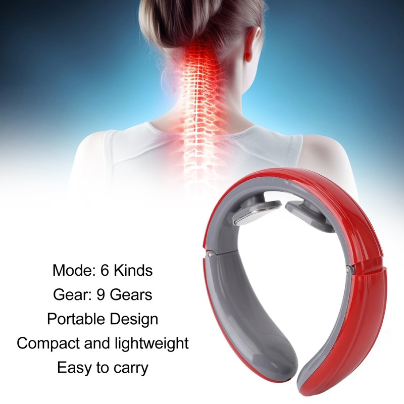 Wireless Pulse Neck Massager 6 Modes 9 Strengths Rechargeable Heating