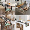 Spring Table Runner, Buffalo Plaid Truck Flowers Happy Easter Table