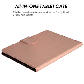 eoso TouchPad Keyboard case for 9",9.7",10.1",10.2",10.5",10.9",11",Tablets,2-in-1 Bluetooth Wireless Keyboard with Touchpad,7 Colors Backlit & Leather Folio Cover(Rose Gold)