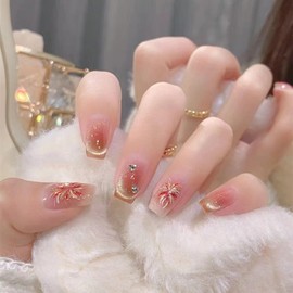 Nail Tips, 24 Pieces, Short False Nails, Popular, Japanese Style, Cute, Simple French Nails, Paste Nail Fashion, Coming of Age Ceremonies, School Entrance Ceremonies, Graduation Ceremonies, Parties,