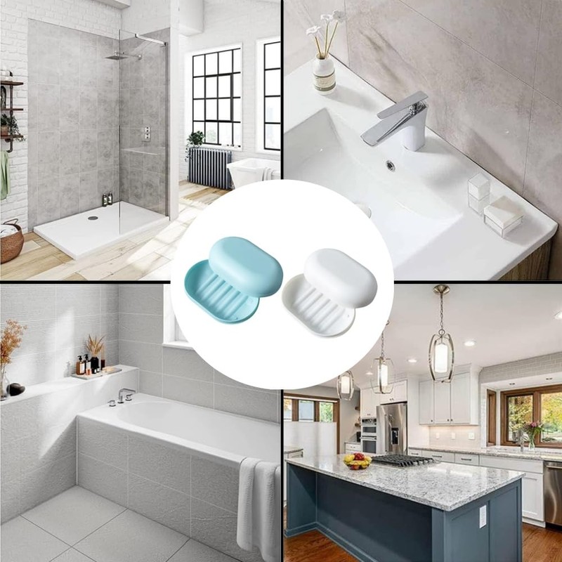 Four Plastic soap Dishes, Covered soap Dishes, Bathroom soap Stand.