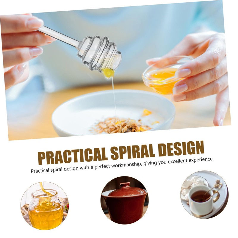 CALLARON 5.34“ Glass Honey Dipper Stick Clear Honey Stirring Stick