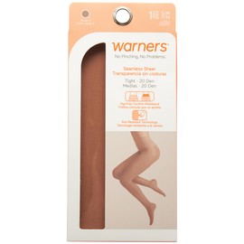 Warner's Women's No Muffin Top Tights - Seamless Sheer Run Resistant Tights, Size Large-X-Large, MEDIUM TAN