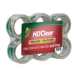 Duck HD Clear Heavy Duty Packing Tape Refill, 6 Rolls, 1.88 Inch x 54.6 Yard, (441962)