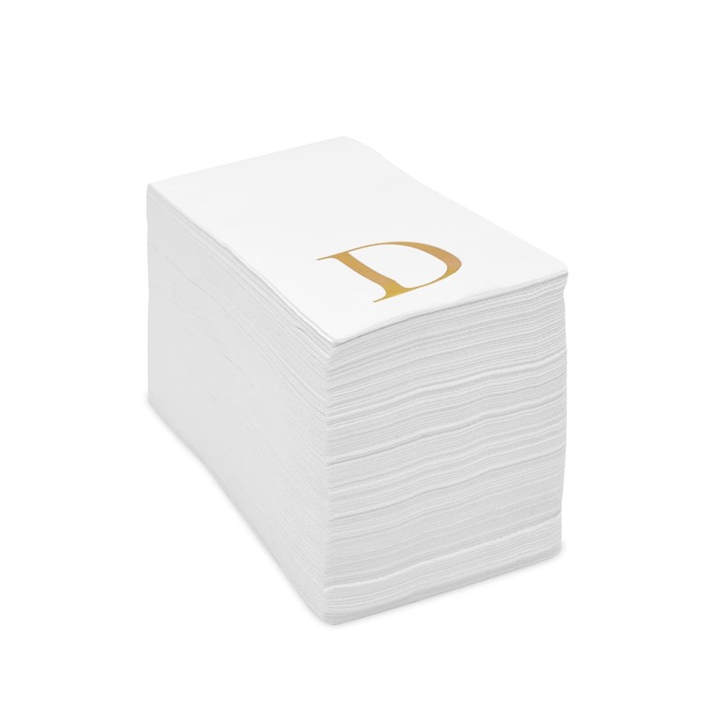 Gold Foil Initial Letter B White Monogram Paper Napkins (4