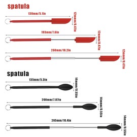 SAVITA Spatula and Spoon Sets Silicone, 2pcs Telescopic Spatula 2pcs Scooping Spoon Silicone Spatula Sets with Hanging Buckle Telescoping Spatula and Spoon for Kitchen Cooking Cosmetics