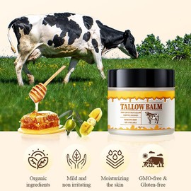 TKSHINY Tallow and Honey Balm for Skin Tallow Honey Skin Balm - Grass-Fed Beef Tallow & Raw Wild Honey Blend - All-Natural Moisturizer for Face & Body