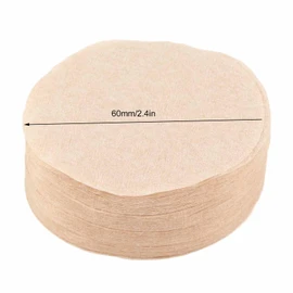 Omabeta 100PCS 60mm Dia. Round Coffee Filter Paper Replacement Set for Mocha, Disposable Filters Single Use for Coffee Lover Home Coffee Shops, Wooden Fiber Filter Paper for Coffee