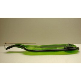Moss Green Wine Bottle Stick Incense Burner Candle Holder or Serving Platter