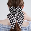 2Pcs Checkered Hair Bows for Women Teens Oversized Long Tail