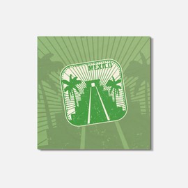 Unbranded Mexico North America Travel Grunge Green 4'' X 4'' Square Wooden Coaster