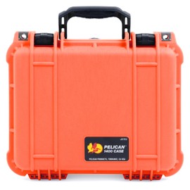 Pelican Protector 1400 Case by ColorCase - Orange - Medium Size Waterproof Case with Pick & Pluck Foam & Convoluted Lid Foam - Black Handles & Latches