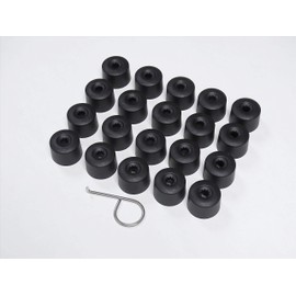 Partsdealers Round Type Wheel Nut Covers for VW Arteon Beetle Caddy Golf Jetta Polo Passat Scirocco Skoda Tiguan T-Cross T-Roc (Matt Black 16+4)