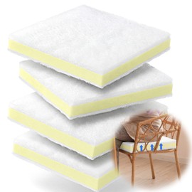 Sieral 4 Pack 18"x18"x2" Chair Foam Cushion Replacement, Upholstery Foam High Density Chair Seat Pad with Polyester, Firm Square Insert for Dining Chairs & Couch, Easy to Cut