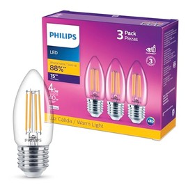 Philips LED Vela luz cálida 4.5W  40W base E27 3pack                                                                                                  