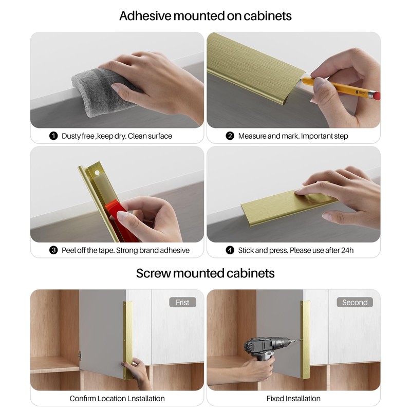 Satanga Edge Finger Pulls for Cabinets Peel and Stick on