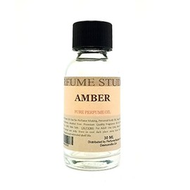 Amber Perfume Oil for Perfume Making, Personal Body Oil, Soap, Candle Making & Incense; Splash-On Clear Glass Bottle. Premium Quality Undiluted & Alcohol Free (1oz, Amber Fragrance Oil)