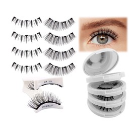 FADLASH Magnetic Eyelashes with Applicator, Reusable Magnetic Lashes, 4 Pair Magnetic Eyelashes Natural Look, No Glue Needed, Wispy Eyelashes Easy to Wear (Magnetic Eyelashes FL-KS02+XM1-SC)