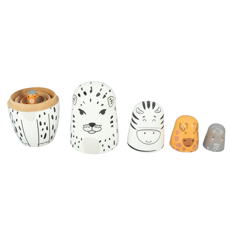 5Pcs Russian Nesting Dolls Hand Made Exquisite Wooden Animal Nesting