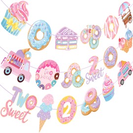 Donut 2nd Birthday Party Banners Two Sweet Donut Party Decorations Donut Party Banners for Donut Theme 2nd Birthday Party Sweet Baby Shower Supplies