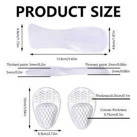 QIYUDA 1 Pairs Weight Shifting Insoles for High Heels, All Day Clear High Heel Foot Forefoot Cushion Pads Inserts Women