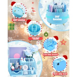 LXEVIHK 20Pcs Blue Desk Organizers and Accessories With Mesh Desk Organizer and 360°Rotating Pen Holder and a Lot of Office Blue Office Supplies Beautifully Presented in a Gift Box