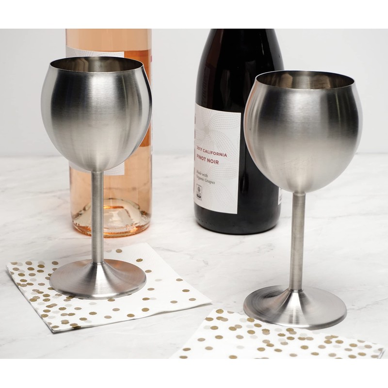 RSVP Endurance Stainless Steel Wine Glass, Set of 2