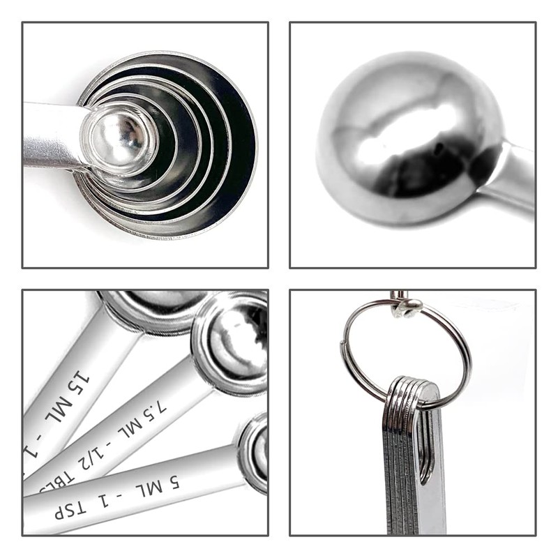 Measuring Spoons Set, 6 Pcs Set Stainless Steel Measuring Spoon