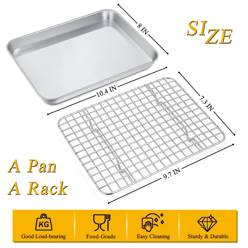 P&P CHEF 10.4 Inch Toaster Oven Pan with Rack Set,