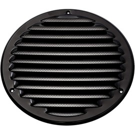 Vent Systems 8" Black Soffit Vent Cover - Pack of 2 - Round Air Vent Louver - Grill Cover - Built-in Insect Screen - HVAC Vents for Bathroom, Home Office, Kitchen