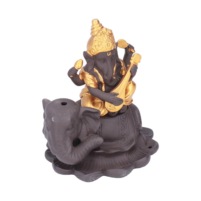 Backflow Incense Burner Pipa Elephant Purple Sands Gold Drawing Portable