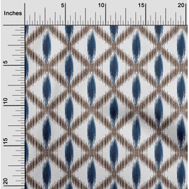 oneOone Viscose Chiffon Fabric Diamond Ikat Print Fabric by The Meter 42 Inch Wide