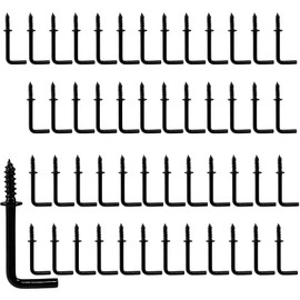Auvotuis 50Pcs L Screw Hooks 7/8 Inch, Metal L Shaped Hooks Square Bend Hooks, Black Right Angle Hook L Hooks for Hanging