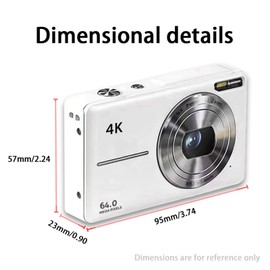 Andoer 4K Digital Camera 64MP Digital Video Camera 2.4 Inch Screen 18X Digital Zoom Birthday for Teens Students Friends