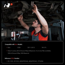 A-Premium Power Steering Pump, with 6-Groove Pulley & Reservoir, Compatible with Ram 1500 2011 2012, 5.7L