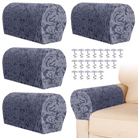 YancLife Armrest Chair Covers, Set of 4 Stretch Armchair Couch Armchair Covers for Arms Sofa, Anti-Slip Spandex Polyester Sofa Chair Arm Caps for Furniture Protector, Chairs, Sofas, Recliner(Gray)