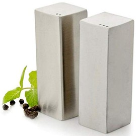 American Metalcraft 2-1/2" Rectangle Stainless Steel Salt & Pepper Set, Silver