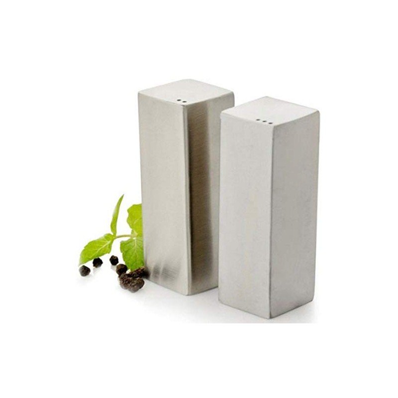 American Metalcraft 2-1/2" Rectangle Stainless Steel Salt & Pepper Set,