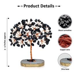 Black Tourmaline Crystals - Crystals and Stones - Crystal Tree of Life - Home Decoration Living Room - Black Decor - Chakra Tree - Desk Decor - Spiritual Gifts for Women - Crystal Tree