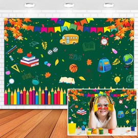 Leowefowa Back to School Backdrop 10x8ft First Day of School Banner Teacher Students Gifts for Celebration Party Banner Decor Blackboard Party Decoration Classroom Photo Booth Props Vinyl